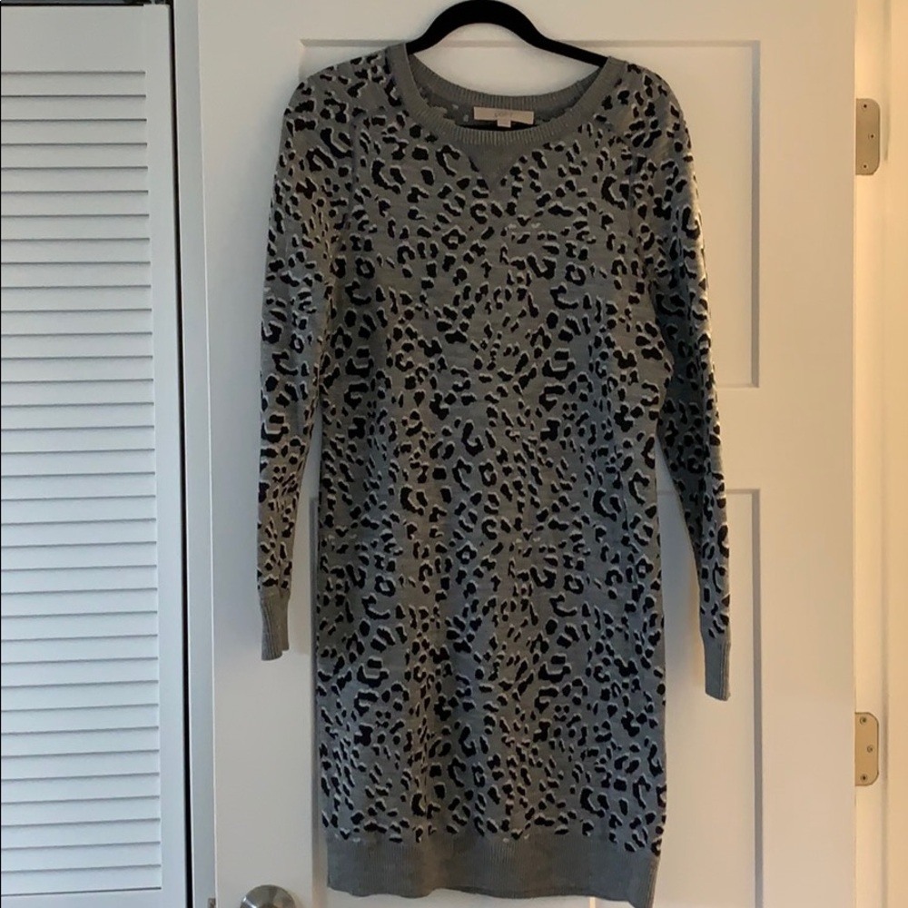 Loft Leopard Sweater Dress